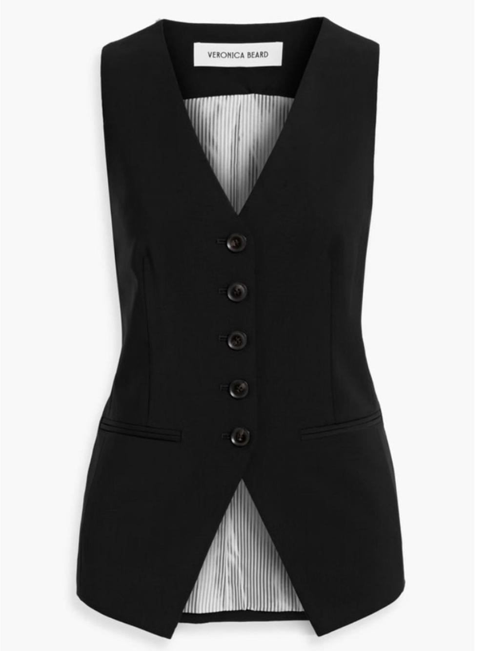 Veronica Beard Liff Vest Black Wool Blend Tailored Waistcoat Size 4